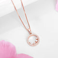 Radiant Rose Gold Circle of Elegance CZ 925 Sterling Silver Pendant with Chain