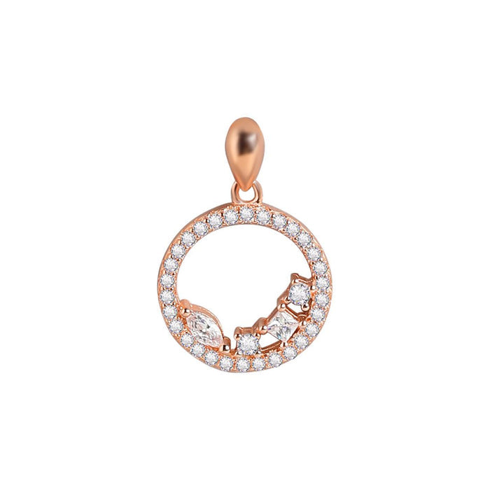 Radiant Rose Gold Circle of Elegance CZ 925 Sterling Silver Pendant with Chain
