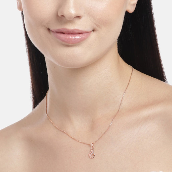 Radiant Rose Gold Designer's Muse 925 Sterling Silver Pendant with Chain