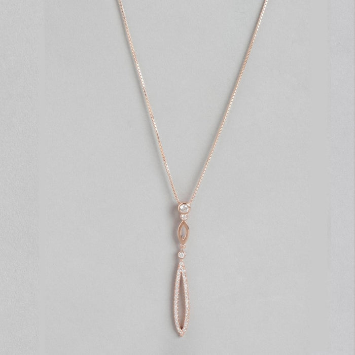 Radiant Rose Gold Drop Pendant with Chain Elegance in Sterling Silver
