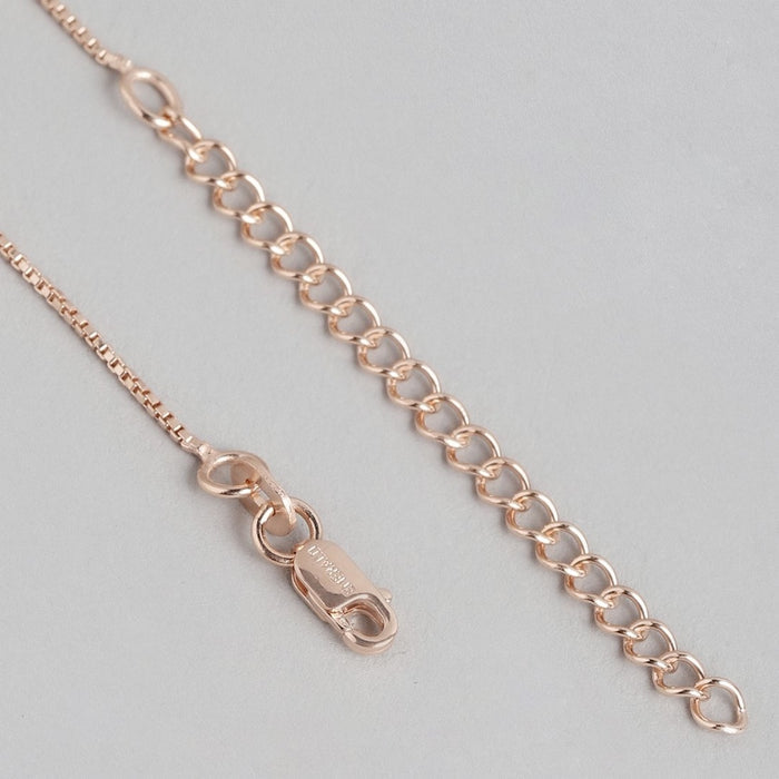 Radiant Rose Gold Drop Rectangle 925 Sterling Silver Pendant with Chain