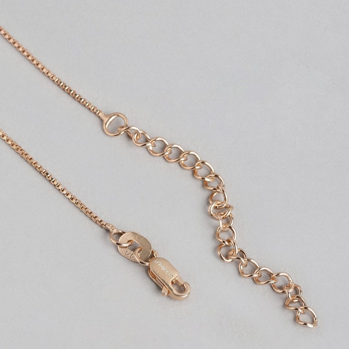 Radiant Rose Gold Elegance CZ 925 Sterling Silver Drop Pendant with Chain