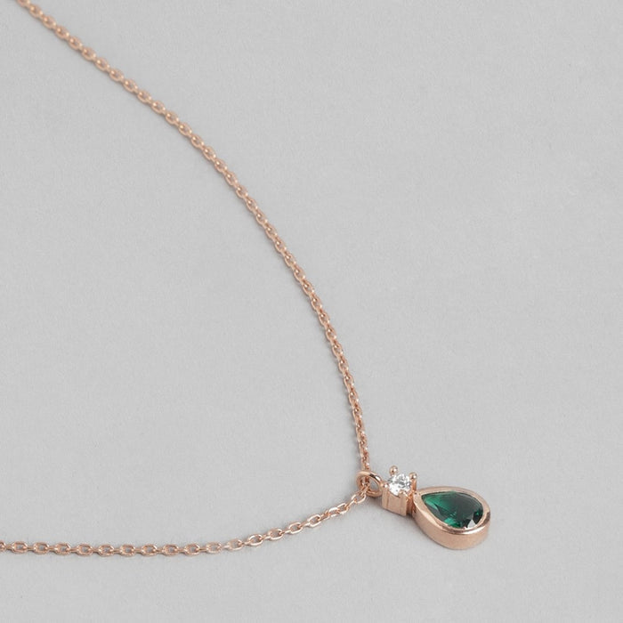 Radiant Rose Gold Elegance CZ 925 Sterling Silver Necklace