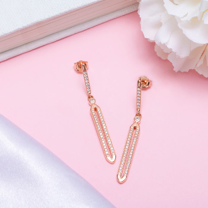 Radiant Rose Gold Glamour Cubic Zirconia 925 Sterling Silver Earrings