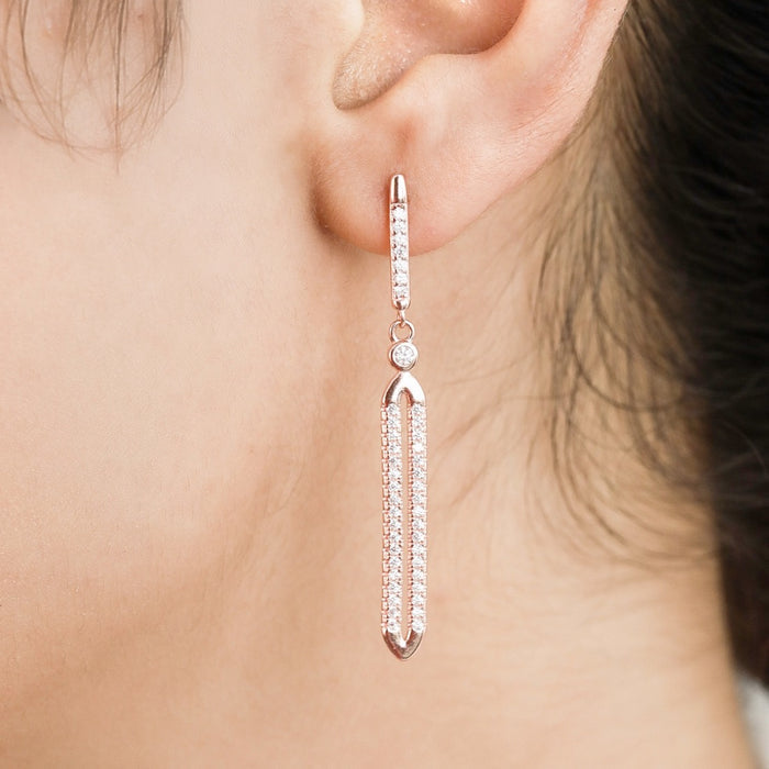 Radiant Rose Gold Glamour Cubic Zirconia 925 Sterling Silver Earrings