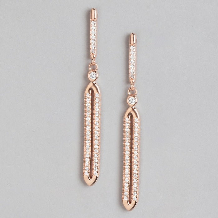 Radiant Rose Gold Glamour Cubic Zirconia 925 Sterling Silver Earrings