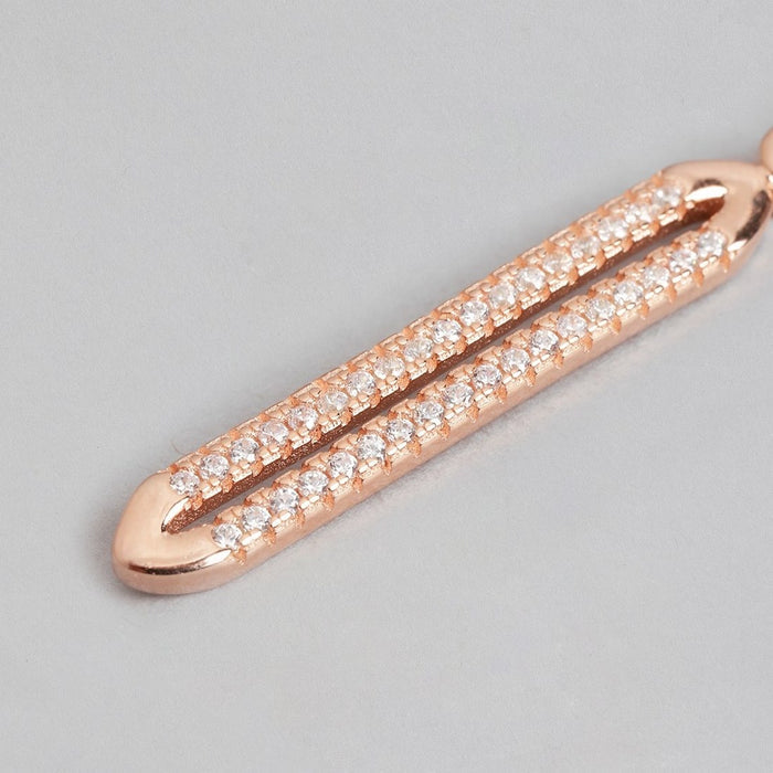 Radiant Rose Gold Glamour Cubic Zirconia 925 Sterling Silver Earrings
