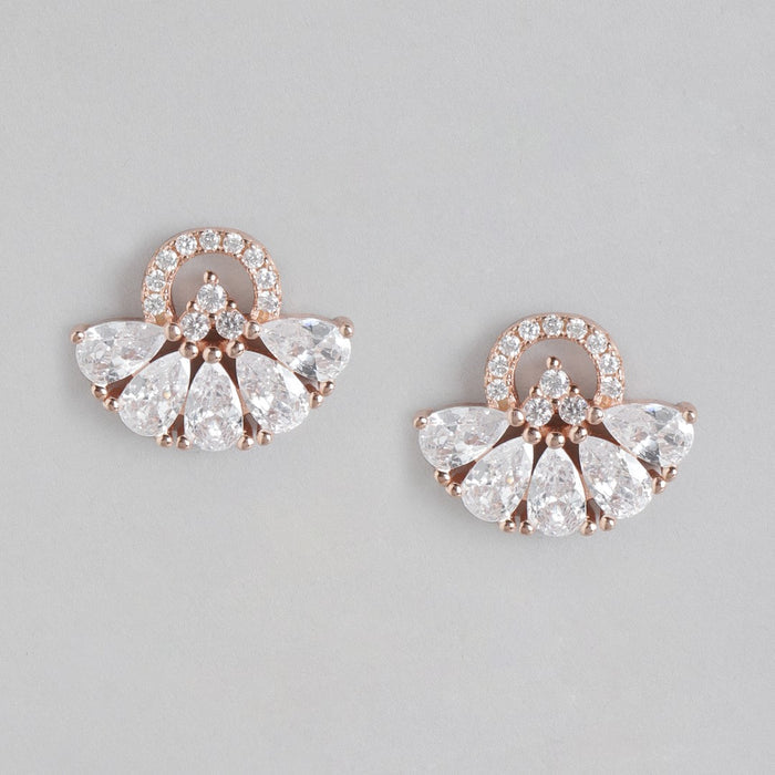 Radiant Rose Gold Gleam Cubic Zirconia 925 Sterling Silver Earrings
