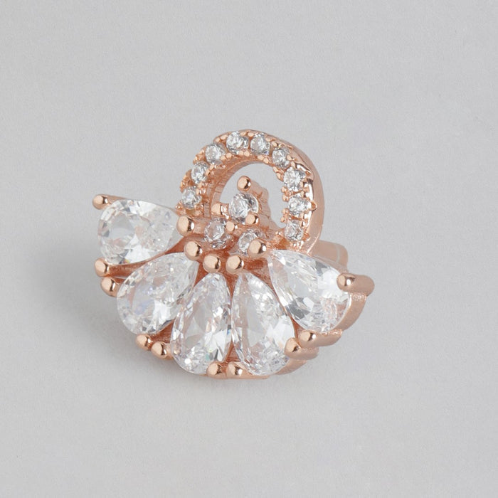 Radiant Rose Gold Gleam Cubic Zirconia 925 Sterling Silver Earrings