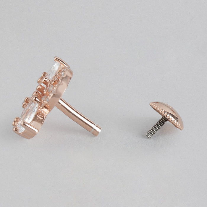 Radiant Rose Gold Gleam Cubic Zirconia 925 Sterling Silver Earrings