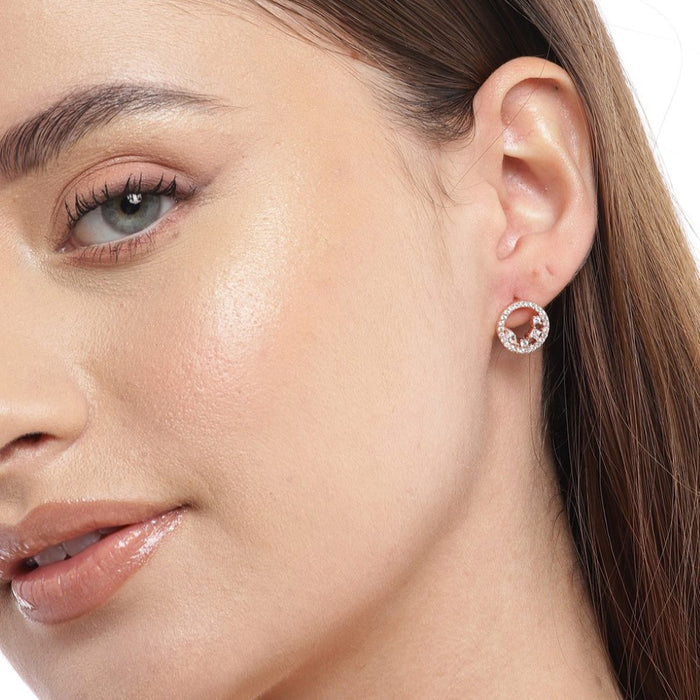 Radiant Rose Gold Gleam Cubic Zirconia Sterling Silver Earrings