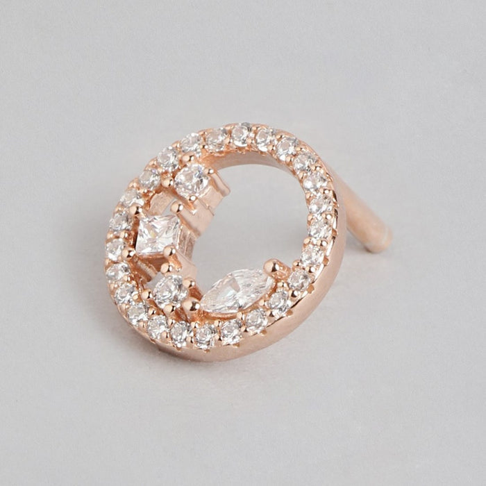 Radiant Rose Gold Gleam Cubic Zirconia Sterling Silver Earrings