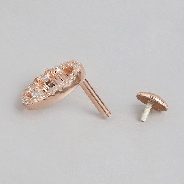 Radiant Rose Gold Gleam Cubic Zirconia Sterling Silver Earrings