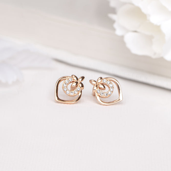 Radiant Rose Gold Glow CZ Rose Gold-Plated 925 Sterling Silver Earrings