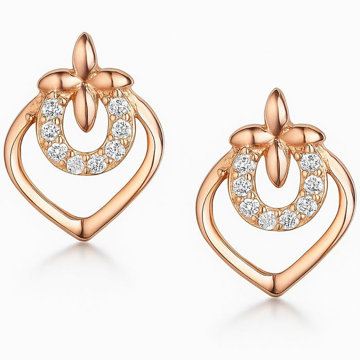 Radiant Rose Gold Glow CZ Rose Gold-Plated 925 Sterling Silver Earrings