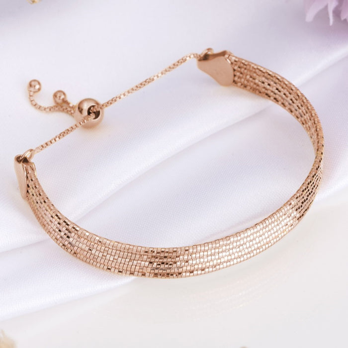 Radiant Rose Gold Plated 925 Sterling Silver Five-Line Bracelet