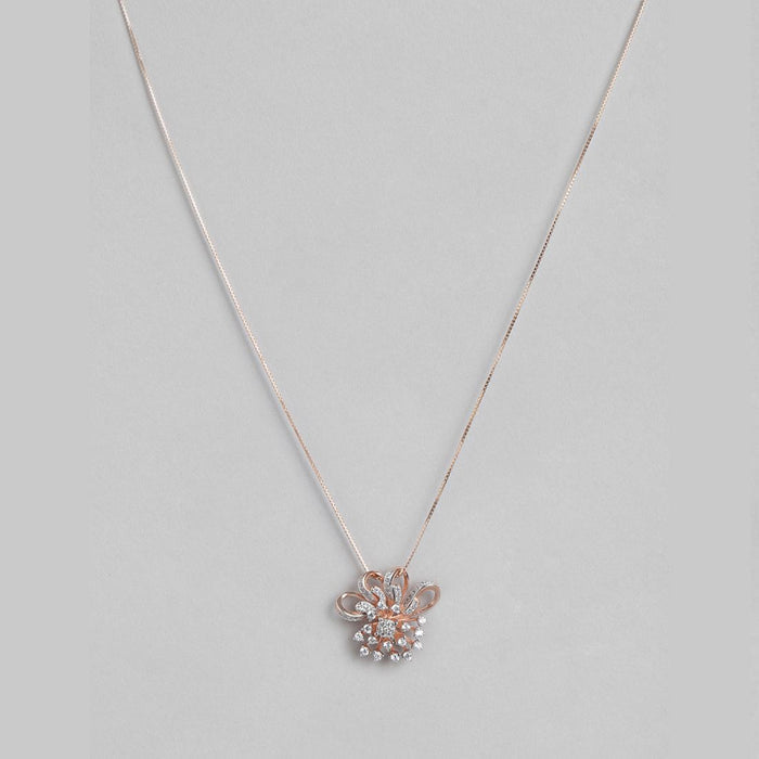 Radiant Rose Gold-Plated Cubic Zirconia 925 Sterling Silver Pendant with Chain