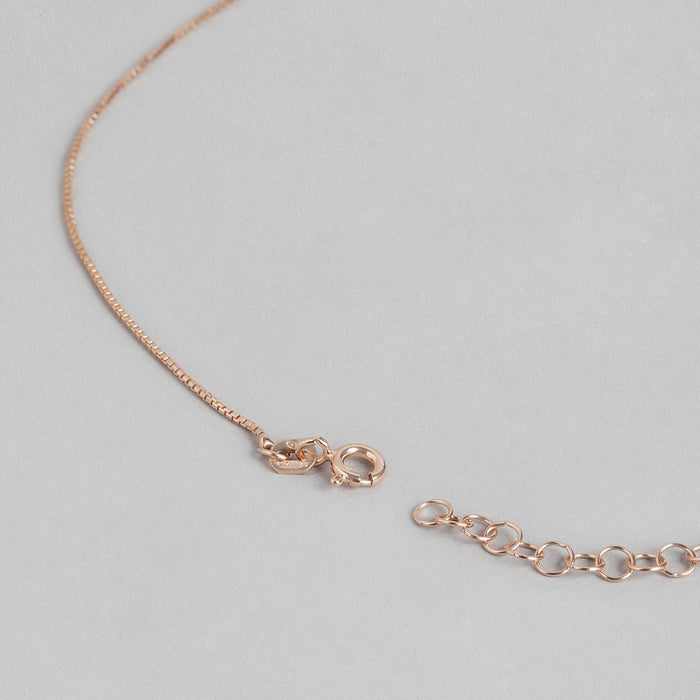Radiant Rose Gold-Plated Cubic Zirconia 925 Sterling Silver Pendant with Chain