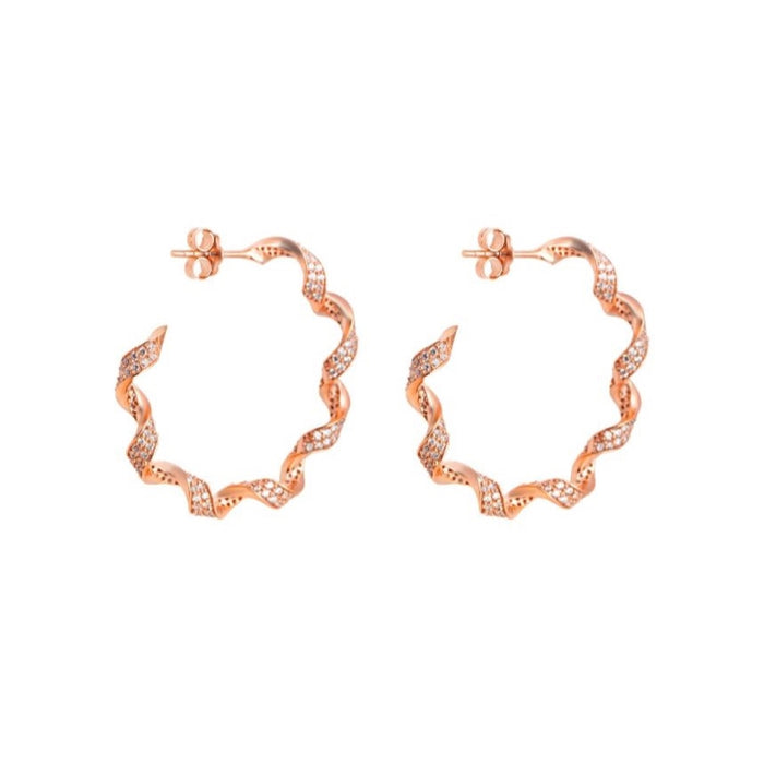 Radiant Rose Gold-Plated Cubic Zirconia Stud Earrings