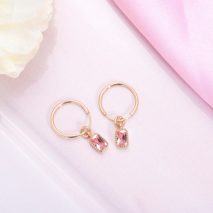 Radiant Rose Gold-Plated CZ 925 Sterling Silver Hoop Earrings