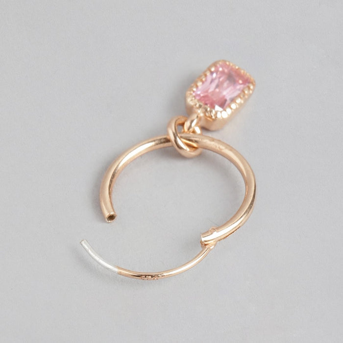 Radiant Rose Gold-Plated CZ 925 Sterling Silver Hoop Earrings
