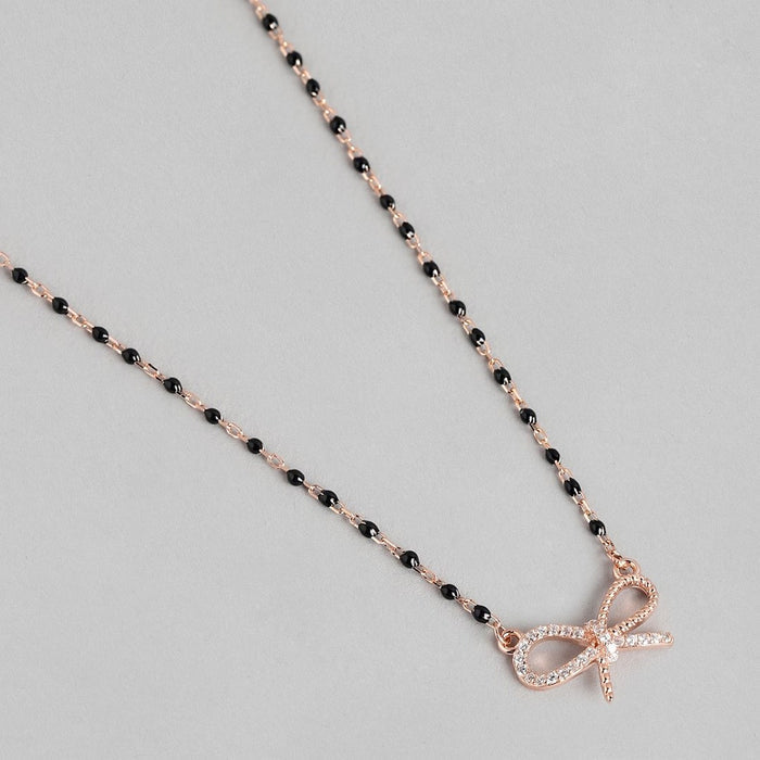 Radiant Rose-Gold Plated CZ Bow 925 Sterling Silver Mangalsutra