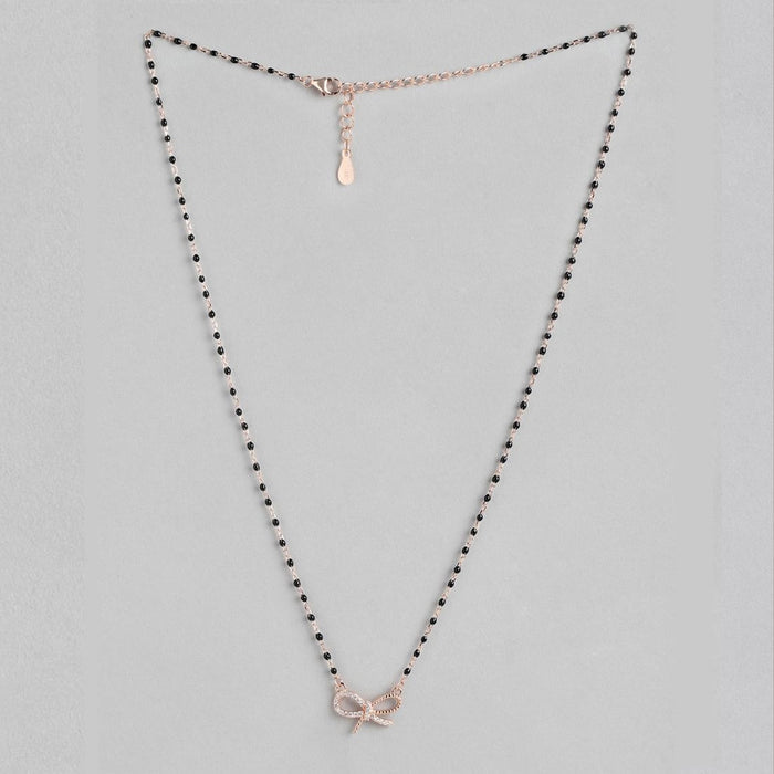 Radiant Rose-Gold Plated CZ Bow 925 Sterling Silver Mangalsutra