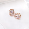 Radiant Rose Gold Sparkle Cubic Zirconia 925 Sterling Silver Earrings