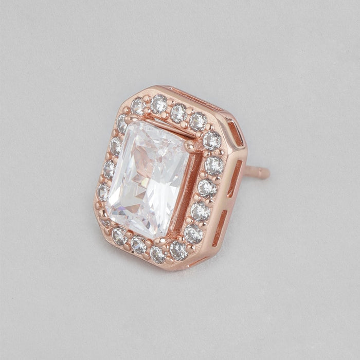 Radiant Rose Gold Sparkle Cubic Zirconia 925 Sterling Silver Earrings