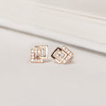 Radiant Rose Gold Square Elegance CZ 925 Sterling Silver Earrings