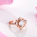 Radiant Rose Square 925 Sterling Silver Rose Gold-Plated Women's Ring (Onesize)