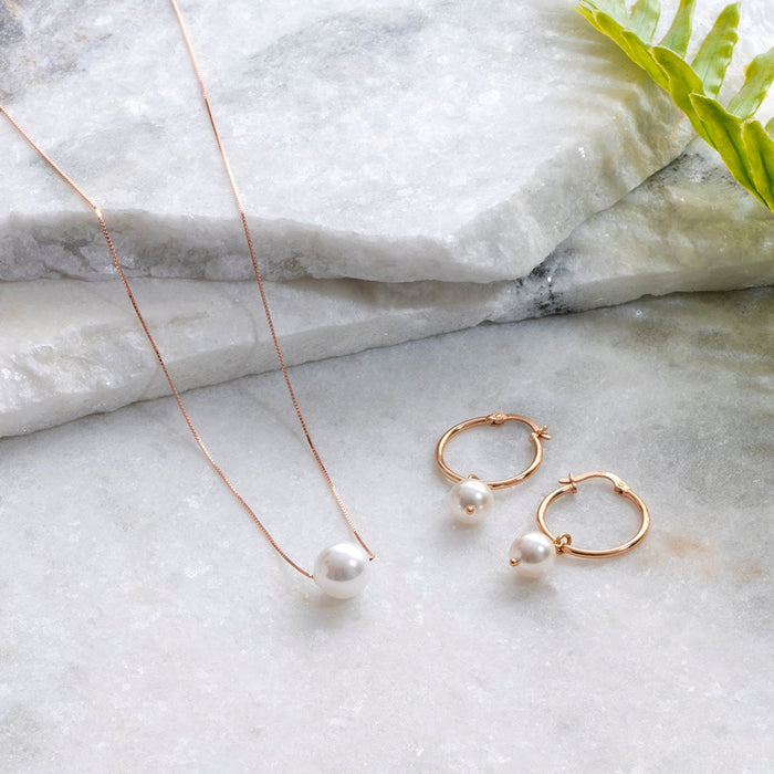Radiant Rosewater Rose Gold-Plated 925 Sterling Silver Jewelry Set with Freshwater Pearls