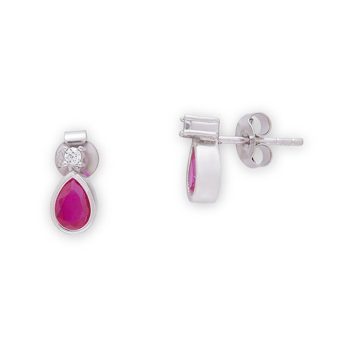 Radiant Rouge 925 Sterling Silver Rhodium-Plated Red Solitaire Jewelry Set