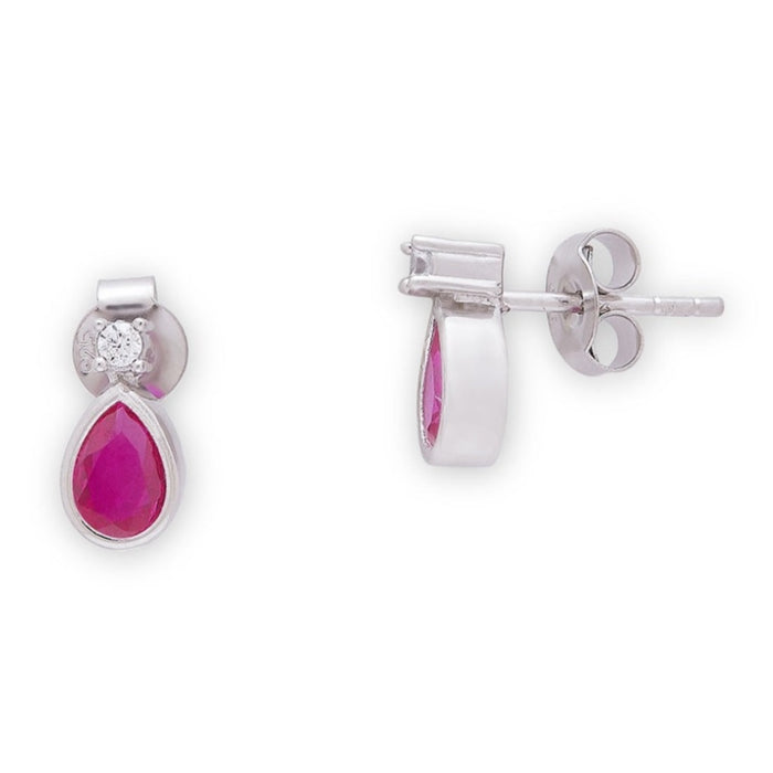 Radiant Rouge Elegance Rhodium-Plated 925 Sterling Silver Earrings