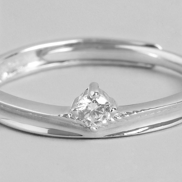 Radiant Simplicity 925 Sterling Silver Female Ring with Cubic Zirconia (Adjustable)