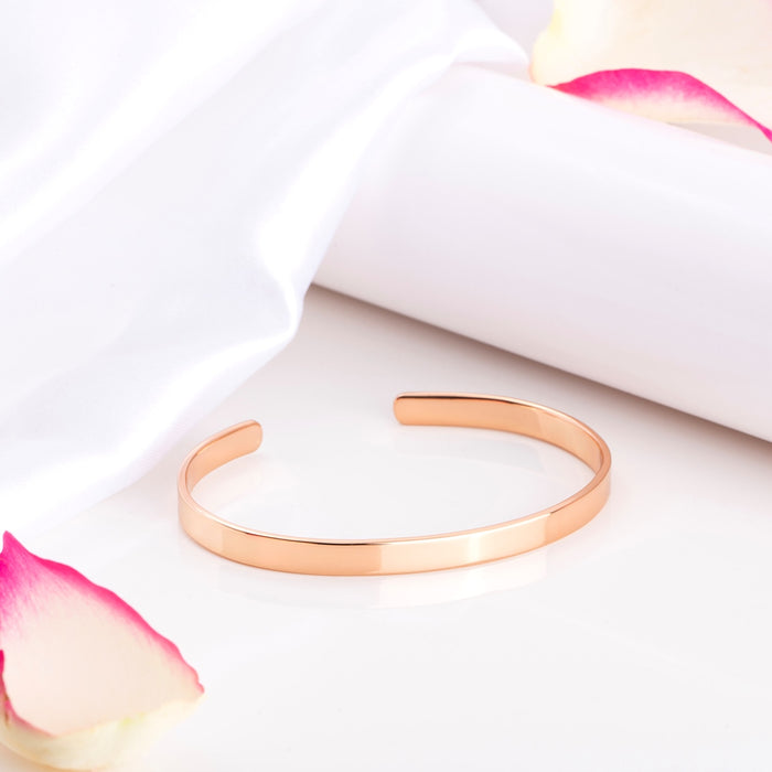 Radiant Simplicity 925 Sterling Silver Rose Gold-Plated Plain Bangle Bracelet