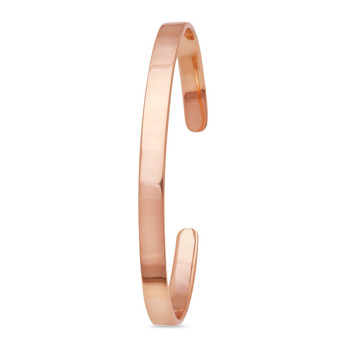 Radiant Simplicity 925 Sterling Silver Rose Gold-Plated Plain Bangle Bracelet