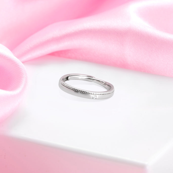 Radiant Simplicity Rhodium-Plated 925 Sterling Silver Plain Ring (Adjustable)