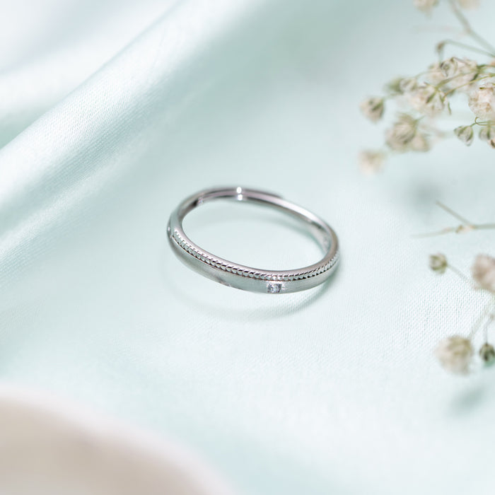 Radiant Simplicity Rhodium-Plated 925 Sterling Silver Plain Ring (Adjustable)