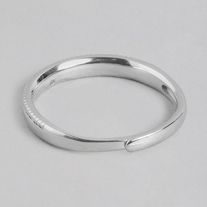 Radiant Simplicity Rhodium-Plated 925 Sterling Silver Plain Ring (Adjustable)