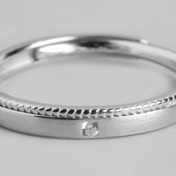 Radiant Simplicity Rhodium-Plated 925 Sterling Silver Plain Ring (Adjustable)
