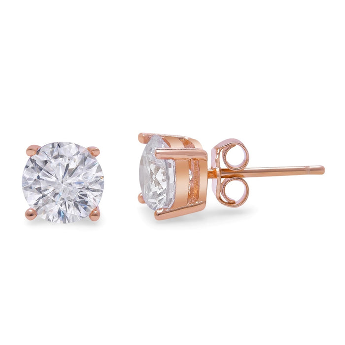 Radiant Solitaire Elegance 925 Sterling Silver Rose Gold-Plated Jewelry Set
