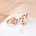 Radiant Solitaire Elegance Rose Gold-Plated CZ 925 Sterling Silver Earrings