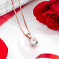 Radiant Sparkle - Solitaire 925 Silver Necklace in Rose Gold