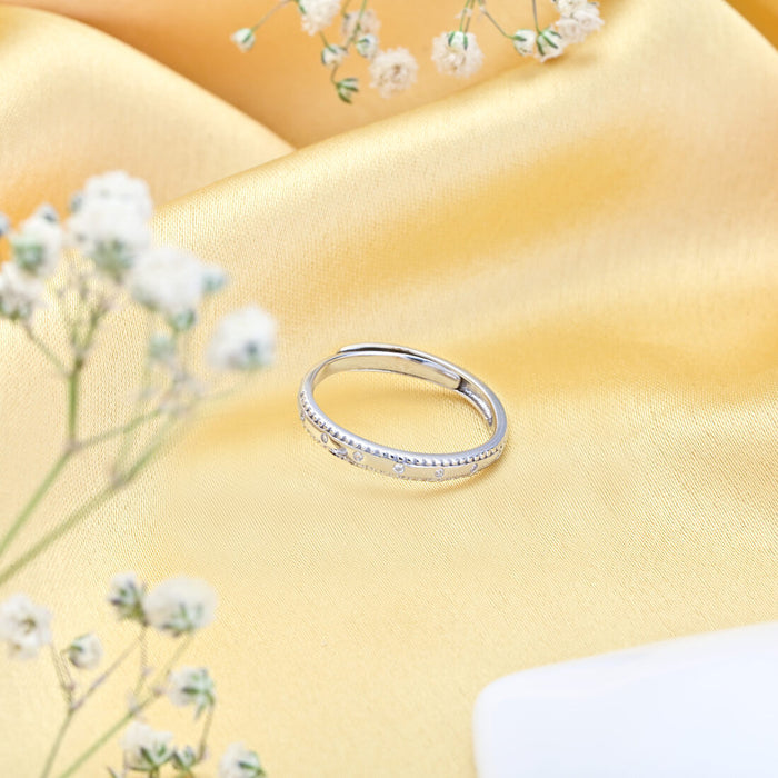 Radiant Sparkle 925 Sterling Silver Adjustable Ring with Cubic Zirconia (Adjustable)
