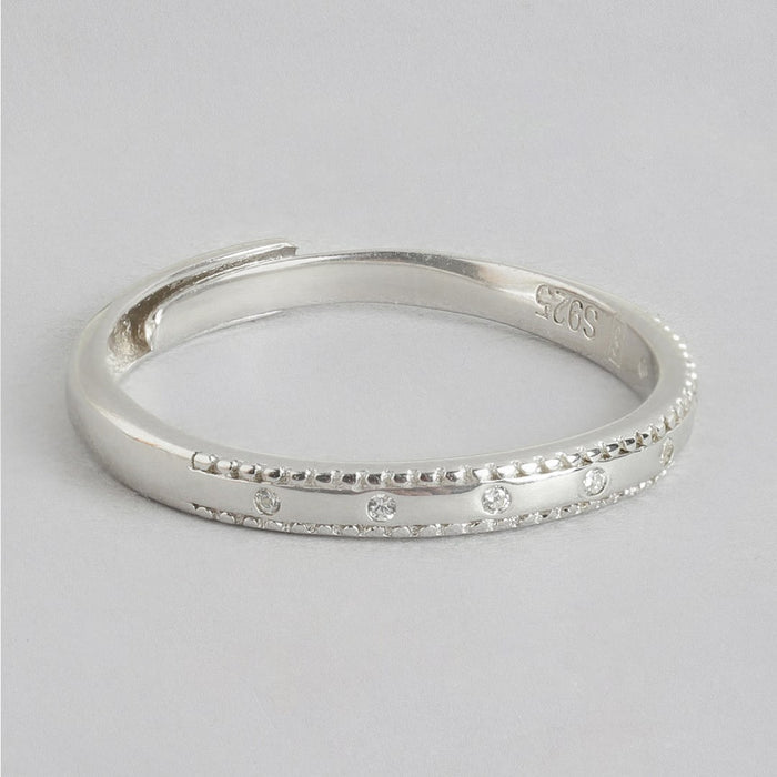 Radiant Sparkle 925 Sterling Silver Adjustable Ring with Cubic Zirconia (Adjustable)