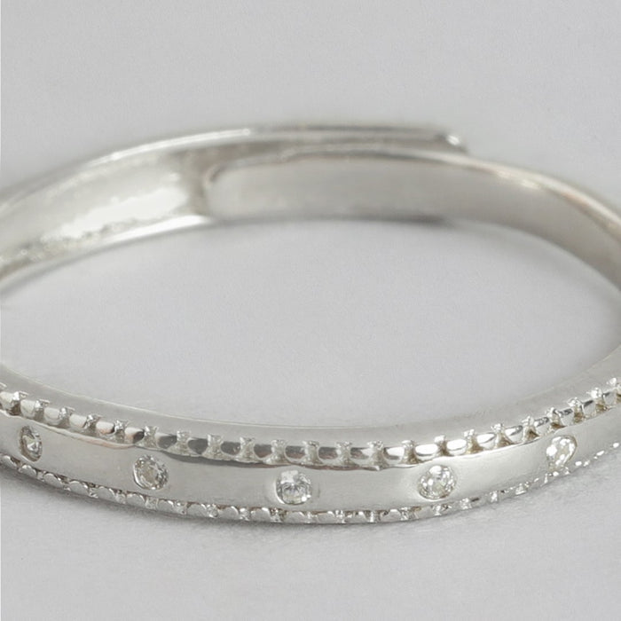 Radiant Sparkle 925 Sterling Silver Adjustable Ring with Cubic Zirconia (Adjustable)