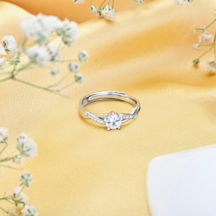 Radiant Sparkle 925 Sterling Silver Ring with Cubic Zirconia (Adjustable)