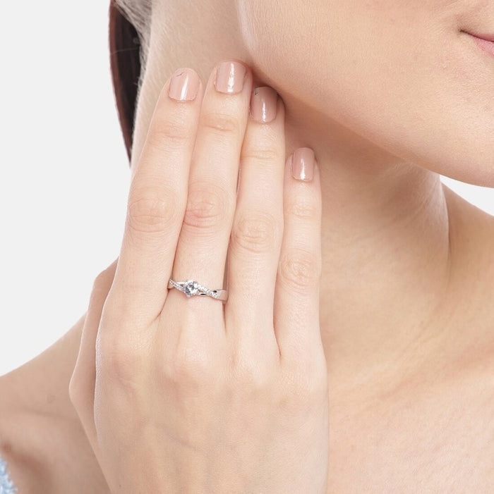 Radiant Sparkle 925 Sterling Silver Ring with Cubic Zirconia (Adjustable)
