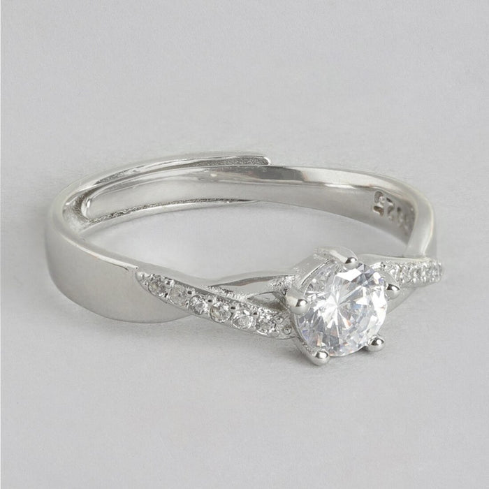 Radiant Sparkle 925 Sterling Silver Ring with Cubic Zirconia (Adjustable)